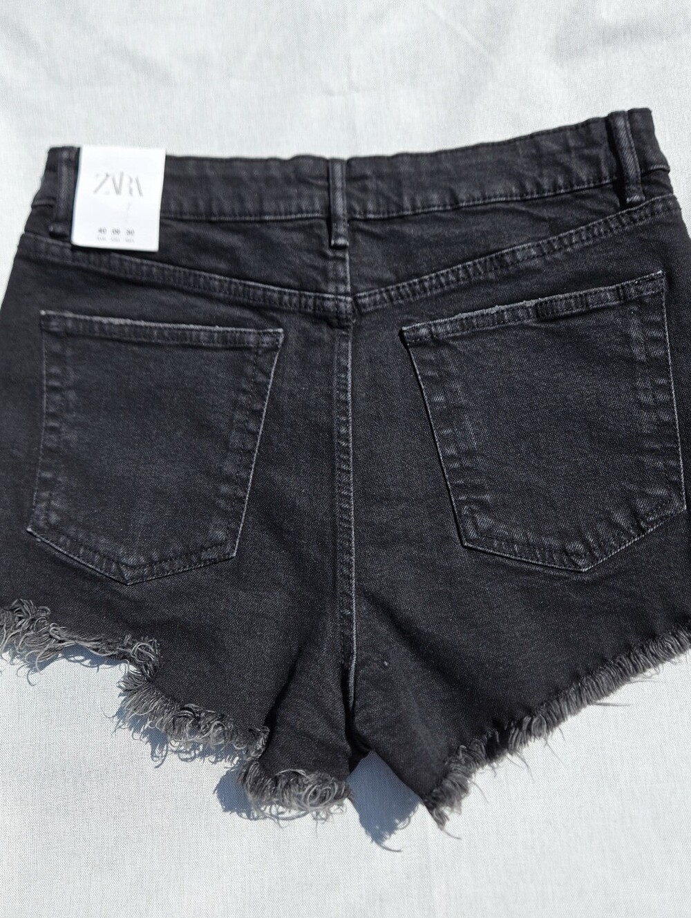 Zara NWT Black High Waisted Cut Off Jean Shorts Size 8 - Picture 9 of 13
